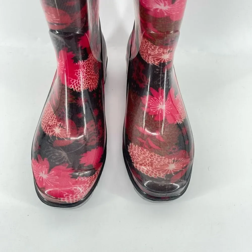 725 Originals Women’s Pink Floral Tall Rubber Waterproof Boots Size 5